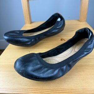 Lands End Elastic Classic Black Women's Ballet Flats 9.5